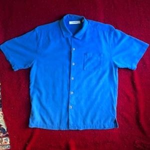Tommy Bahama Men’s 100% Silk Original Fit Button Down Shirt Size L Color Blue